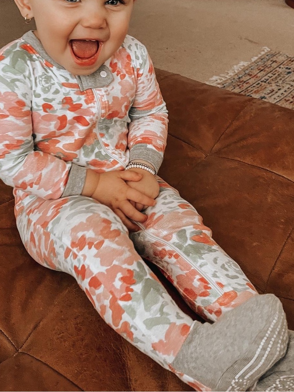Burt's Bees Girl’s Baby Organic Cotton Footie Sleeper Zip-Up Pajamas - 18 Months - Picture 2 of 9